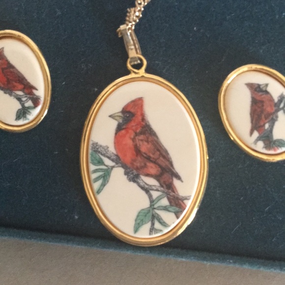 Barlow Jewelry Vintage Barlow Handpainted Earrings N Necklace Set